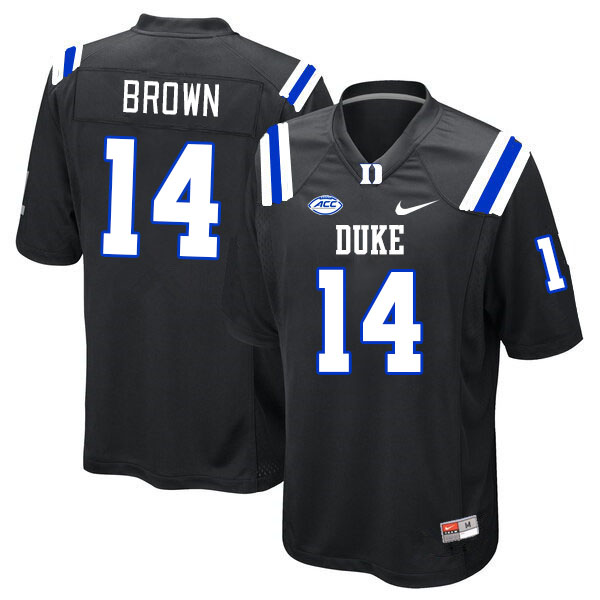 Men #14 Sean Brown Duke Blue Devils College Football Jerseys Stitched Sale-Black